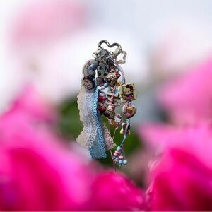 Charming Multicolor Keychain with Lace Accents